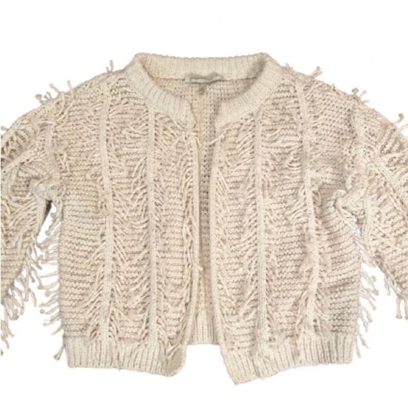 ☀️ GENERATION Y Cream Chunky Knit Cardigan with Fringe - Picture 1 of 4